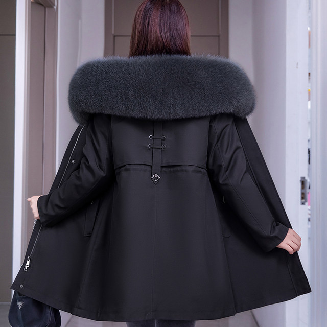 Paige women's 2021 autumn and winter new raccoon fur lining rex rabbit fur piecing fur mid-length jacket anti-season