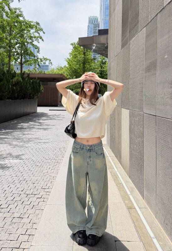 Zhangkeer Oker Genuine 2026 Autumn New Vintage Washed Distressed Loose Casual Jeans A1078