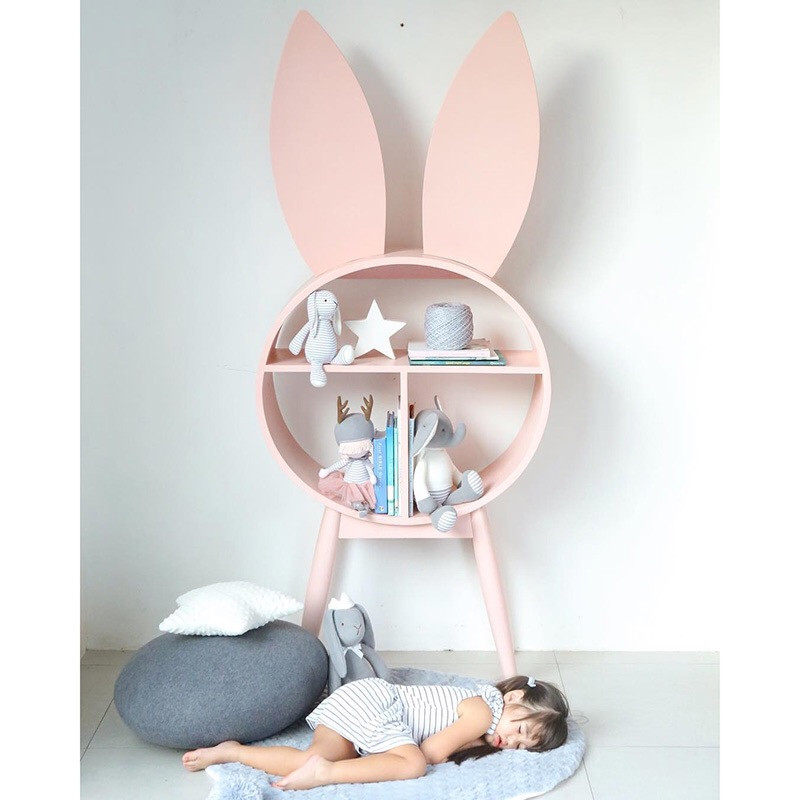 Ins Nordic wind explosions solid wood rabbit shelf home storage shelf children's bookshelf shooting props