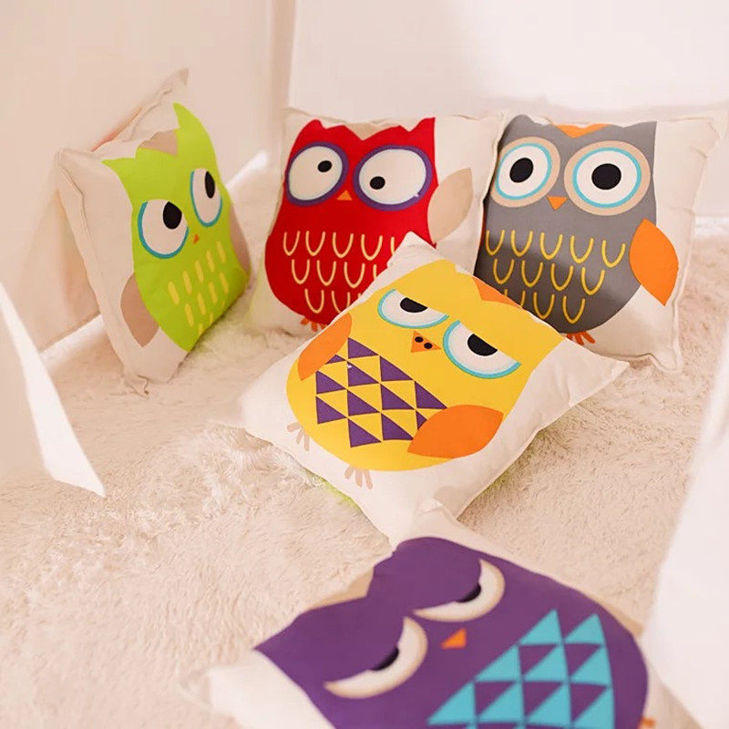 Ins Nordic style cotton canvas owl pillow baby pillow tent with matching square pillow children's room decoration