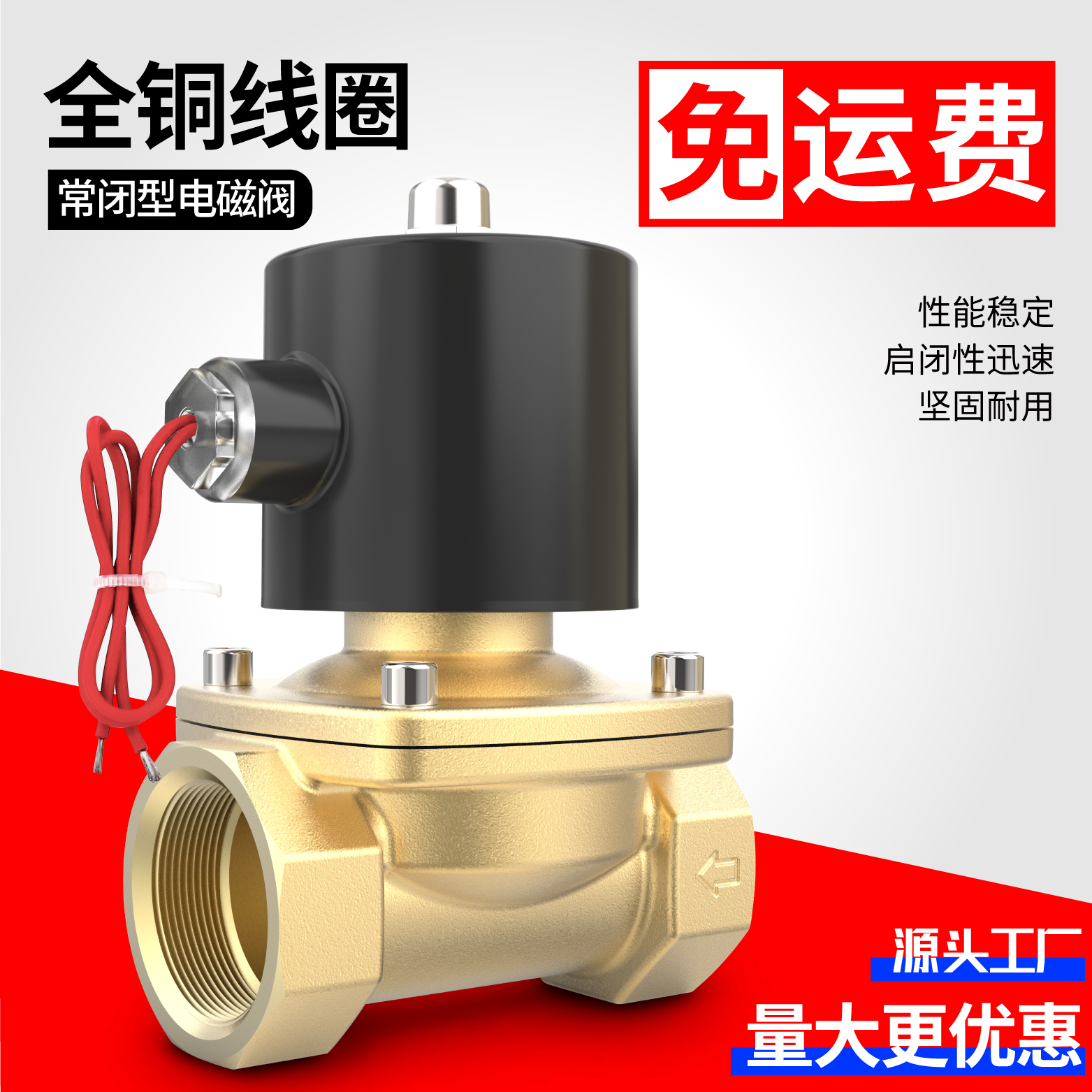 Pure copper coil normally closed solenoid valve water valve AC220V gas valve DC24V DC12V2 minutes 4 minutes 6 minutes 1 inch