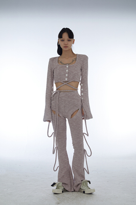 taobao agent 【Xspace】Donotdisturb original sexy strap knitted knitted knitting female body split personality top