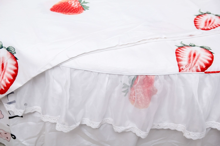 Bộ đồ giường tròn dâu tây Hàn Quốc kích thước bốn mảnh kích thước châu Âu ga trải giường tùy chỉnh bông giường váy quilt chăn gối - Váy Petti