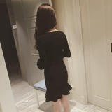 Осенний приталенный мегафон, дизайнерское платье, французский стиль, с рукавом, крой «рыбий хвост»