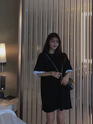 Комплект, футболка с коротким рукавом, брендовая мини-юбка, платье, в корейском стиле, подходит для подростков, короткий рукав