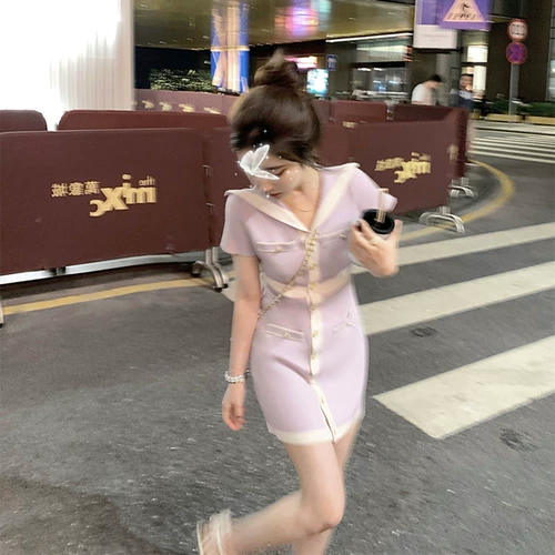 Ретро милое трикотажное сексуальное платье, юбка, французский стиль, в западном стиле