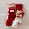 Girls' Autumn and Winter Socks, Mid-Calf Children's Socks, New Year Red Lace Bow Princess Stylish Girl Baby Lace Socks