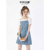 Spot Bubble Sleeve Dress A - word skirt in summer skirt