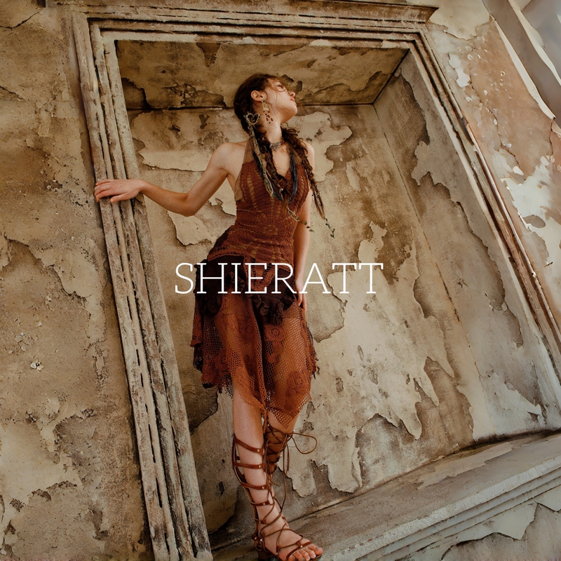 Shieratt! Caramel Traveler Artistic Style Bohemian Lace-Up Vintage Dress Nepalese Fairy Embroidery Dress