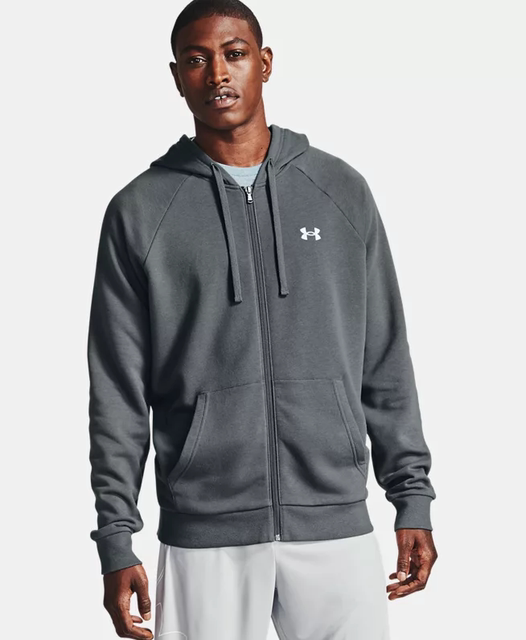 Under Armour UA men's RivalCotton zipper hooded velvet warm top jacket sweatshirt 1357106