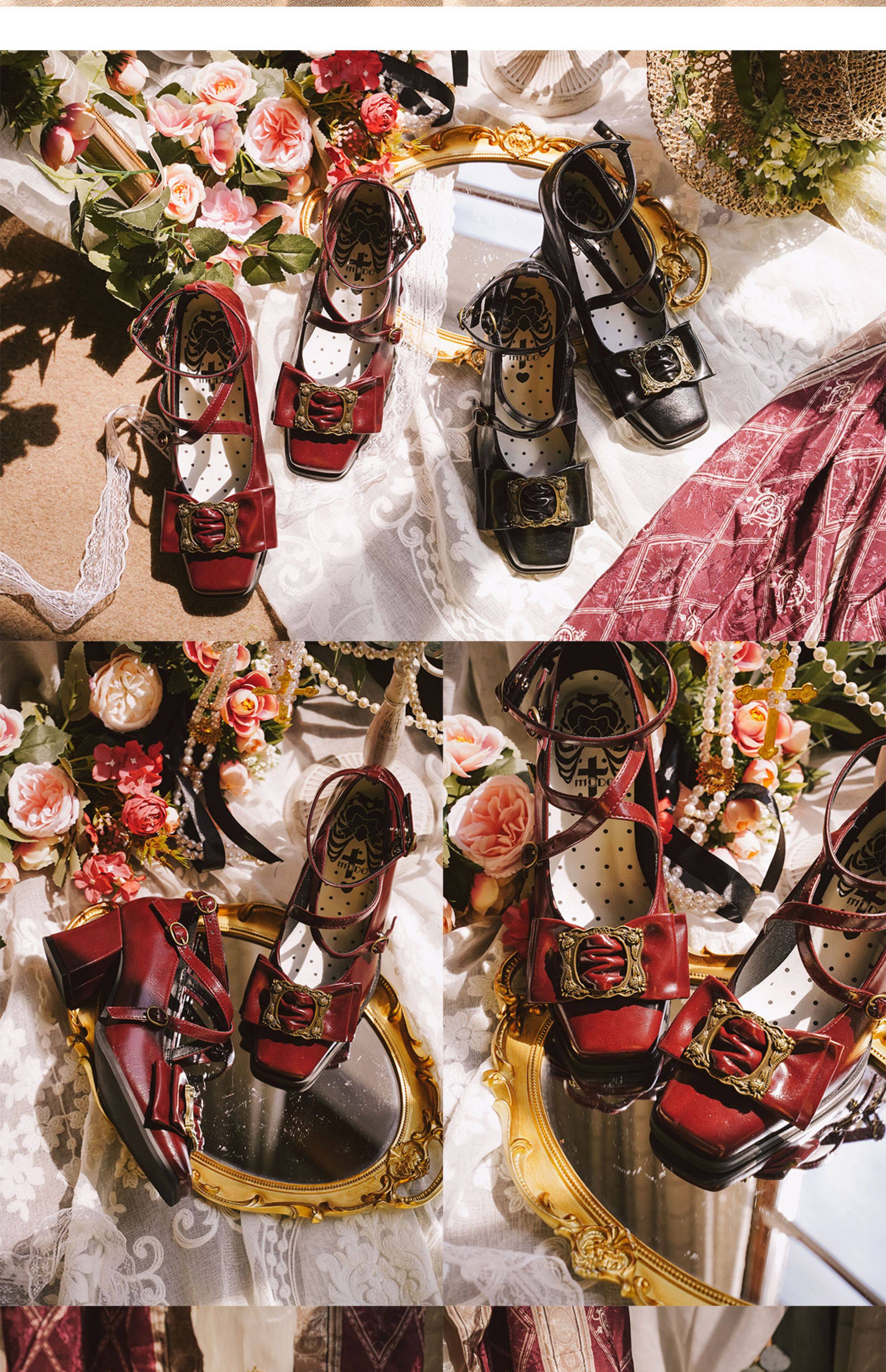 Обувь 现货丨画框可可丨优雅中跟lolita鞋方头cla覆古女鞋 Modo