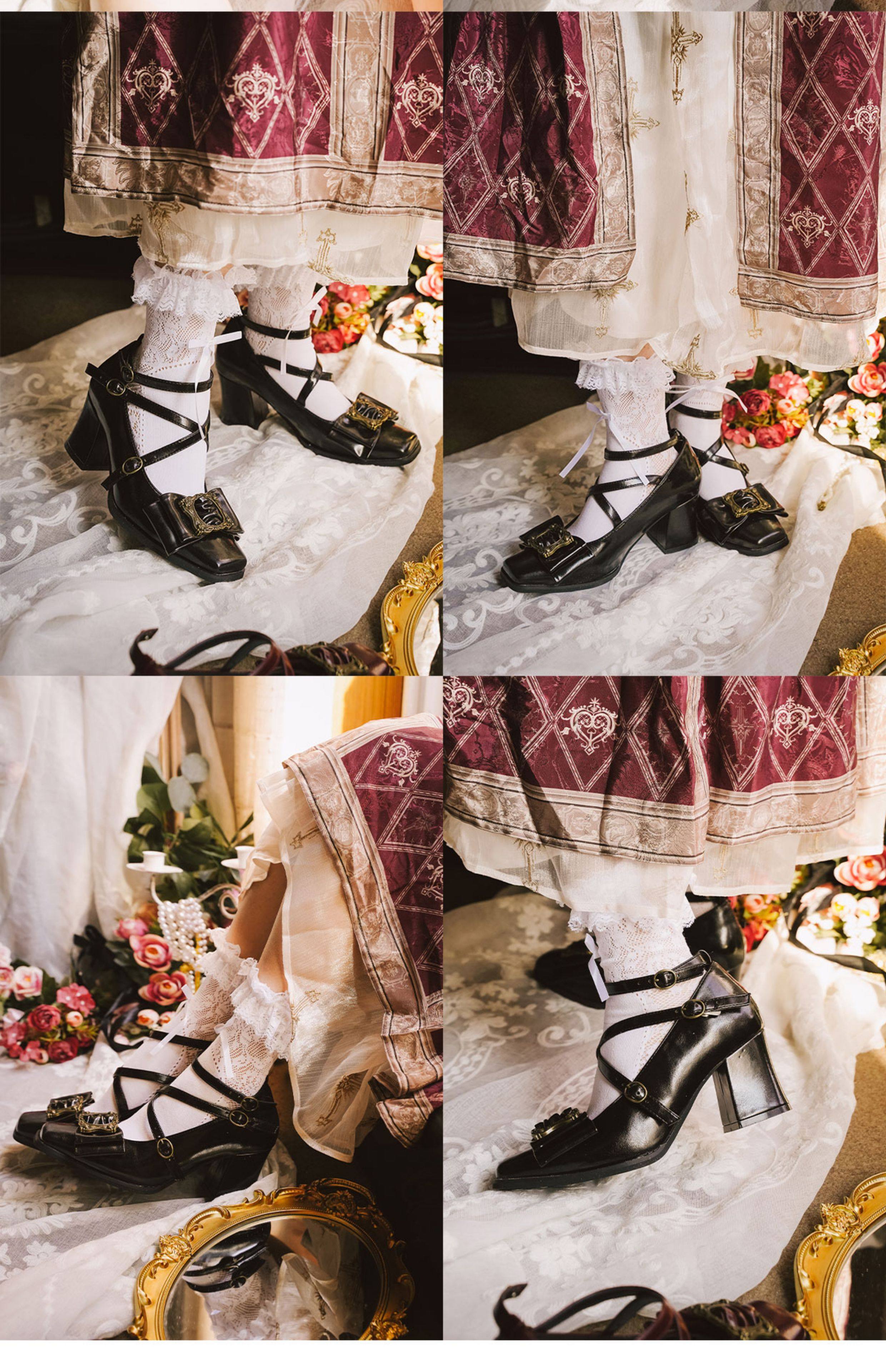 Обувь 现货丨画框可可丨优雅中跟lolita鞋方头cla覆古女鞋 Modo