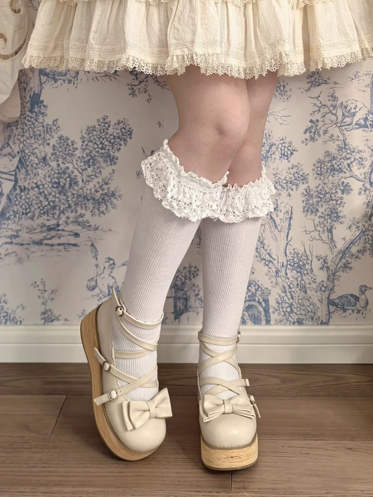 Готовый запасКоричневая платформа платформа башняОригинальные помпоны Lolita круглый носок толстой подошвой ботинки на платформе