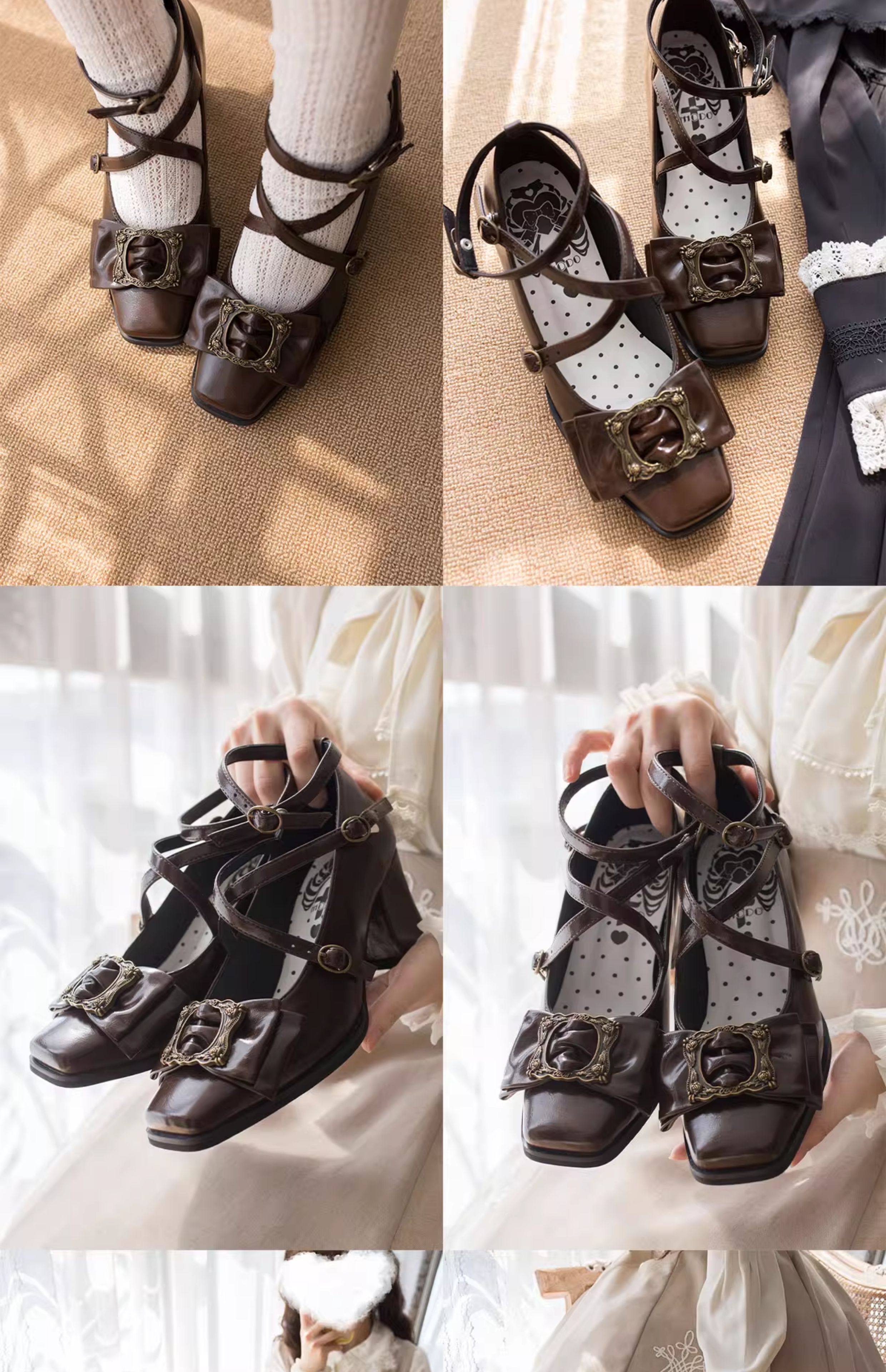 Обувь 现货丨画框可可丨优雅中跟lolita鞋方头cla覆古女鞋 Modo