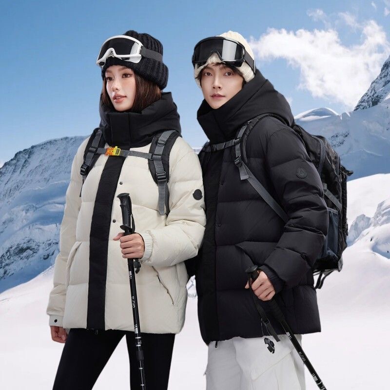 2026 New Black Warrior Short down Jacket for Men and Women, Winter Trendy Brand Thickened Warm Hooded Puffer Coat
