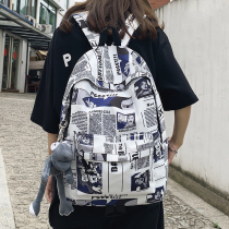 Japanese graffiti backpack female college students simple campus backpack large capacity rendering style schoolbag original niche male