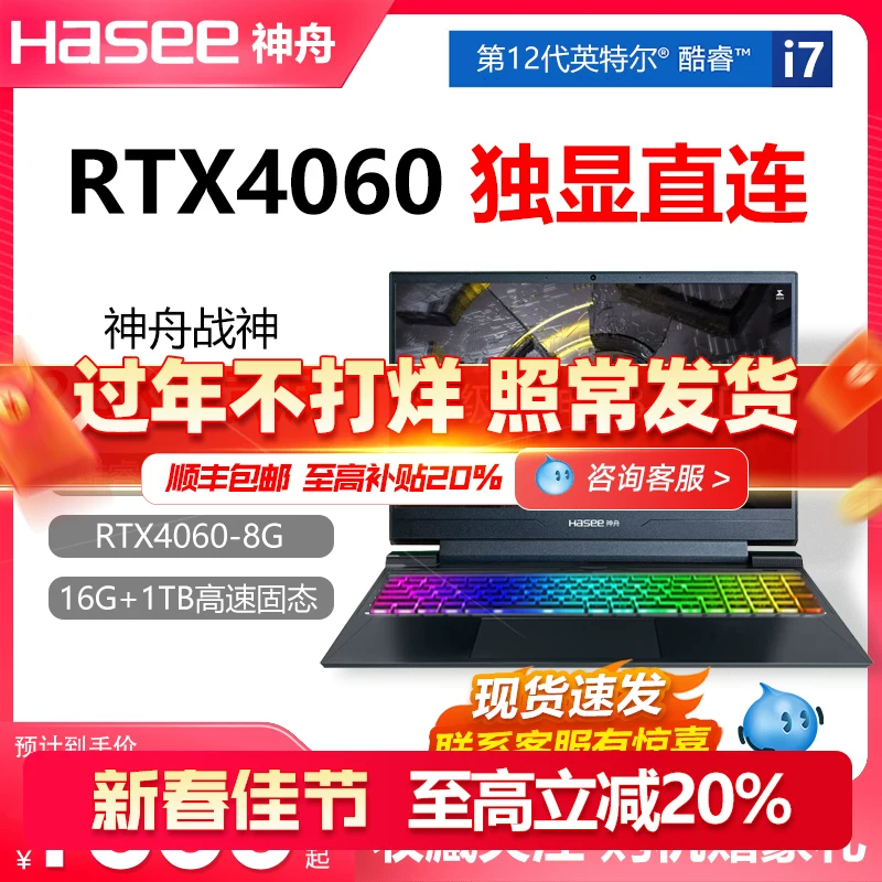 Игровой ноутбук Shenzhou Ares Z8 с RTX4060 15,6-дюймовый процессор Core i7 производительный