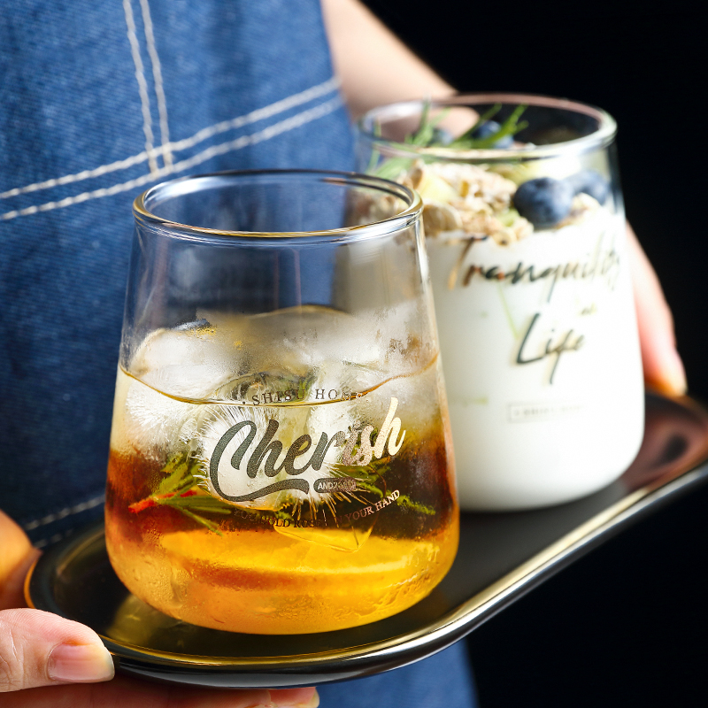 Glass Cups Home Transparent Cups Water Cups Milk Tea Cold Drinks Breakfast Milk Juice Drinks