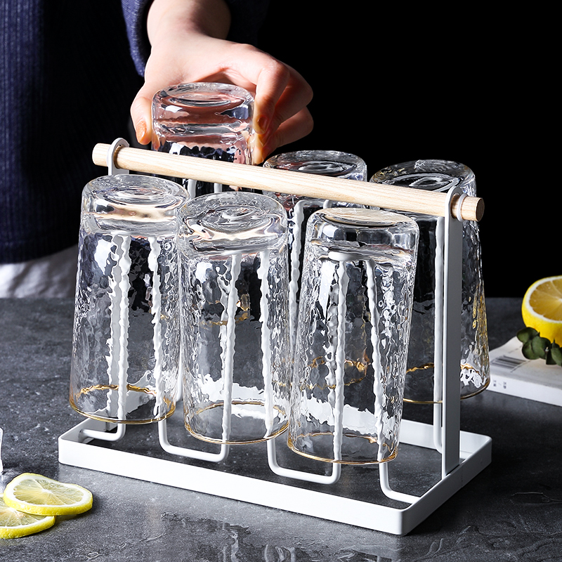 Nordic glass household cup suit cup European style creative anti - hot hand 6 cups in cup in wind