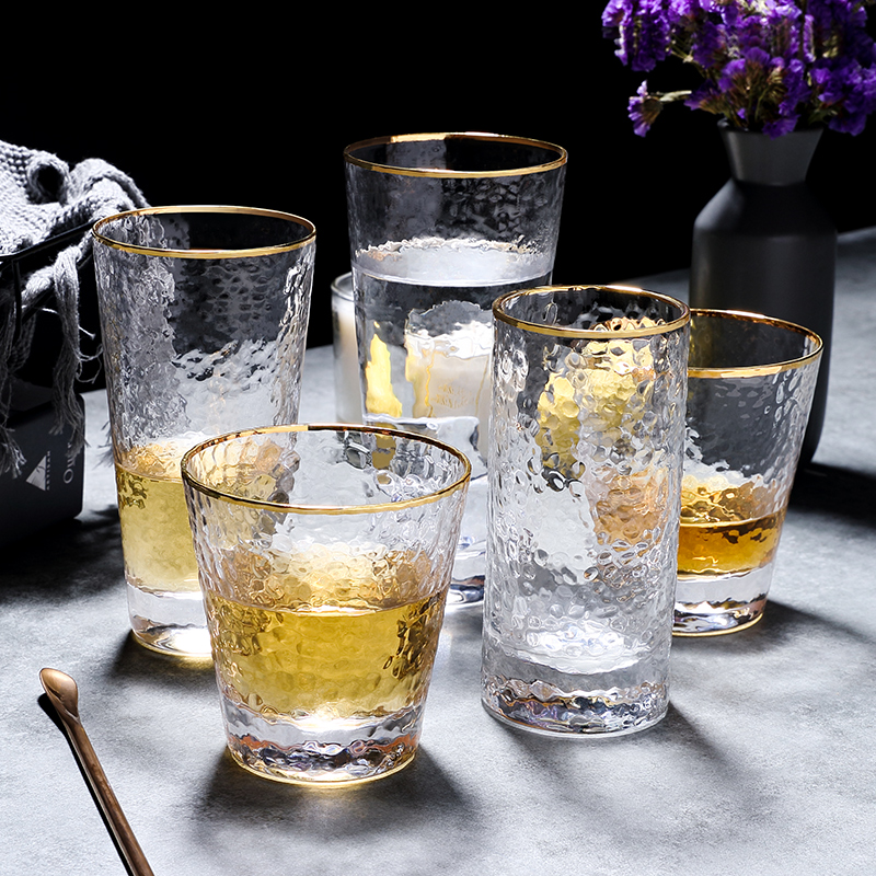 Japanese-style Phnom Penh hammered glass transparent home living room drinking water cup cup net celebrity ins wind tea cup set