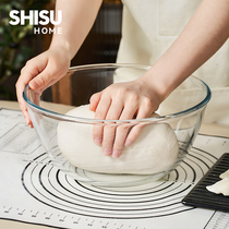Shisu Home Glass Bowl High Temperature Resistant Household Transparent Baking Microwave Oven and Basin Large Kneading Bowl