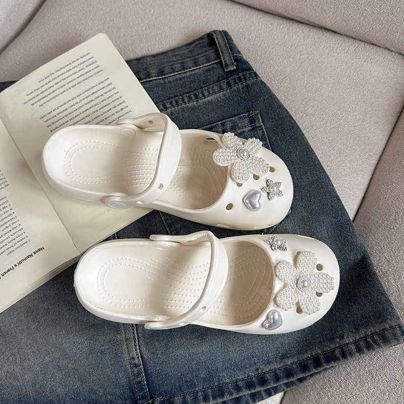 Classic Ballet Clogs Sandals Slippers for Women 2026 Spring New Style Mary Jane Slip-On Hollow Beach Shoes