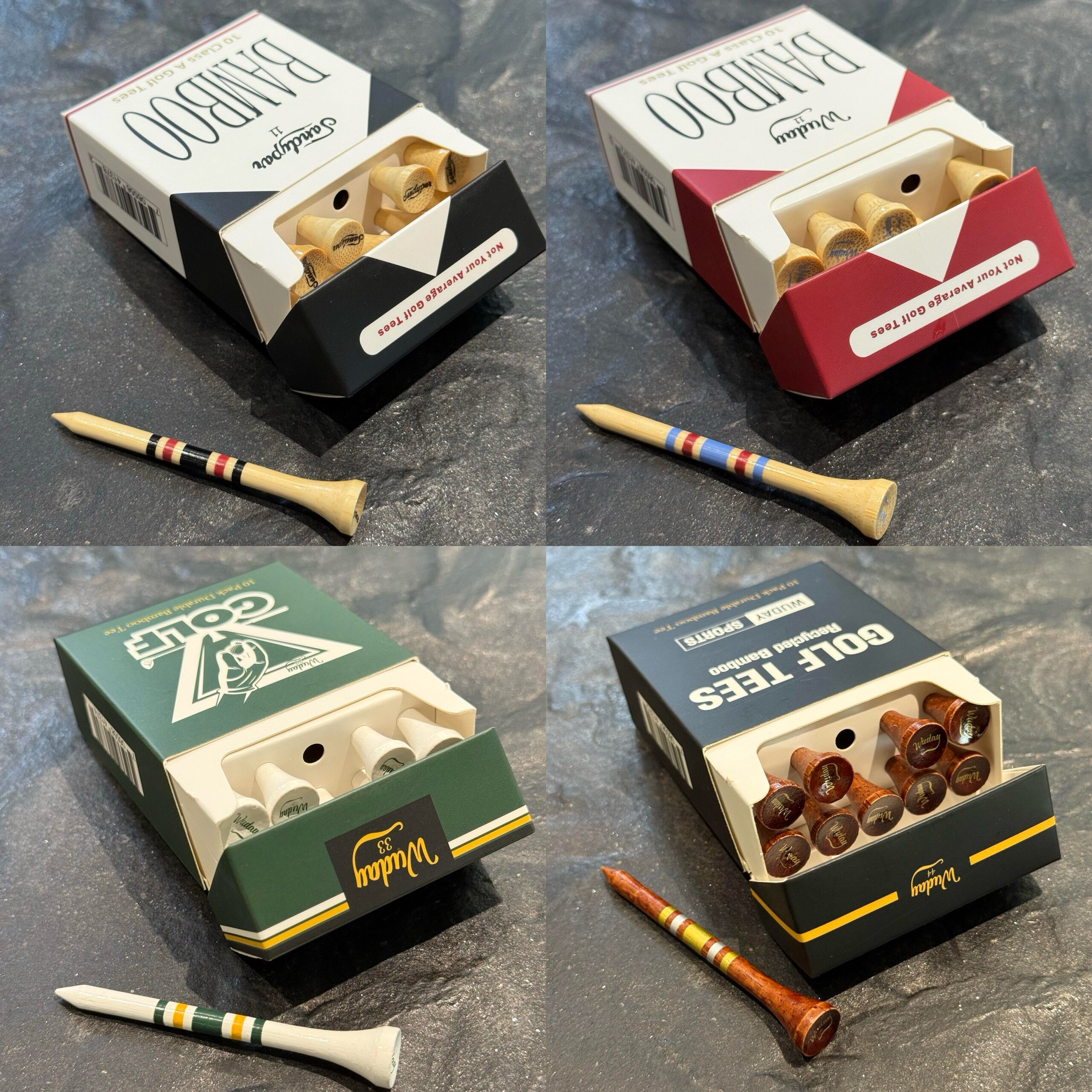 Cigarette Box Golf Tees Low-Carbon Eco-Friendly Bamboo Nails 10 Pieces Golf Tees with Scale 70mm Tee Pegs