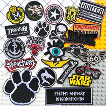 Self-adhesive patch down down jacket T-shirt fashion cloth patch bag black embroidery badge no trace repair hole large