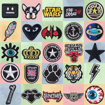 Self-adhesive black patch down jacket T-shirt fashion cloth patch shoe hat embroidery badge no trace repair hole decoration