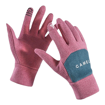 Camel Outdoor Touch Screen Ski Gloves Womens 2024 Winter New Thickened Windproof Coldproof and Warm Cycling Gloves