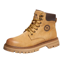 Camel outdoor Martin boots mens shoes autumn and winter new high-top rhubarb boots womens plus velvet British retro mountaineering work boots