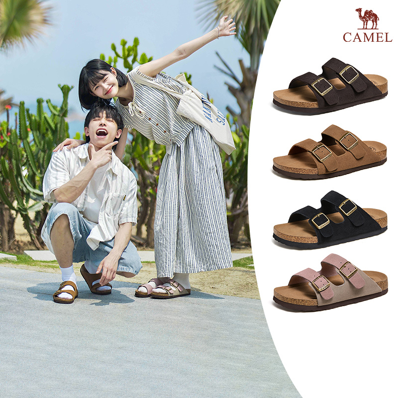 Camel Slippers for Summer, Couple Models for Men and Women, Lightweight Birkenstock-Style Cork Slippers, Fashionable Retro Sandals for Outdoor Travel and Water Activities