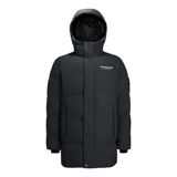 Демисезонный пуховик, черная утепленная удерживающая тепло ветрозащитная толстовка с капюшоном, средней длины