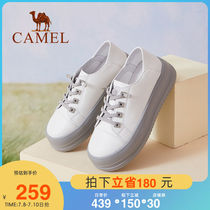 Camel Women Shoes 2022 Spring New 100 Hitch Casual Flat Bottom Shoes Woman Lace Board Shoes Deep Stomp Bottom Little White Shoes Woman