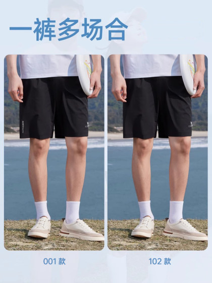骆驼男装速干短裤男夏季宽松直筒休闲冰丝透气弹力运动五分短裤子