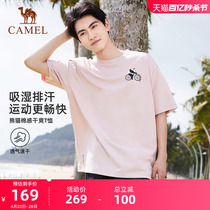 Panda Joint Camel Outdoor Round Collar Short Sleeves 2024 Spring Summer New Mens And Womens Spring Summer Loose Sports Casual T-Shirt