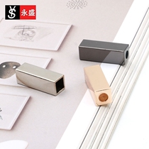 Upscale metal rectangular hanging bell down jacket with large clothing accessories Rope Buttoned Slip Buckle Tightness Adjustment Button