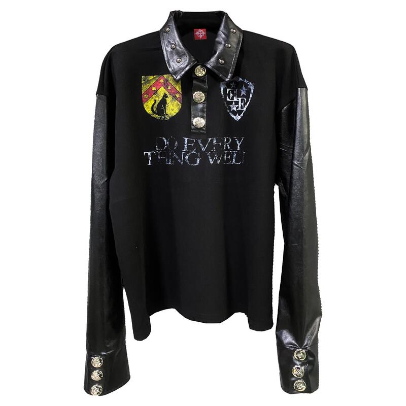 Detw 24Aw Original "Red Star Badge" Dark Punk Rivet* Lapel Sweatshirt Men's and Women's Long-Sleeved Polo Shirt Detw 24Aw Original "Red Star Badge" Dark Punk Rivet* Lapel Sweatshirt Men's and Women's Long-Sleeved Polo Shirt
