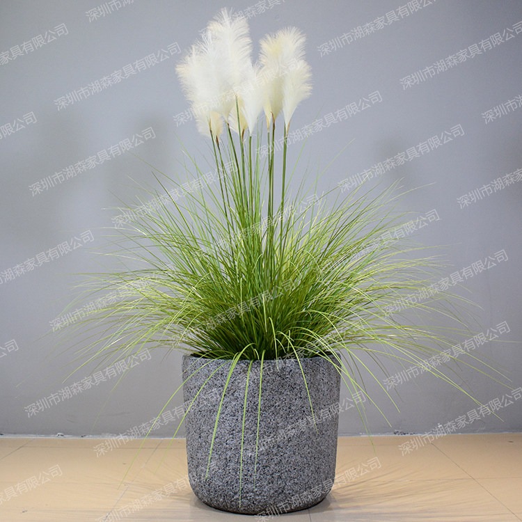 Eurostyle Fields Garden Glass Fiber Floor Large Flower Pot Creative Imitation Stone Florator Hotel Indoor Round Flower Vat Living-room Adornment