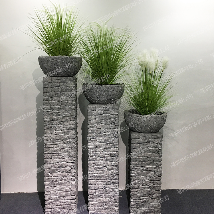 Nordic Minimalist Glass Fiber Floor Large Flower Pot Sample House Display Center Decorative Vase Swing hotel Process Gift decoration Imitation Stone Flower