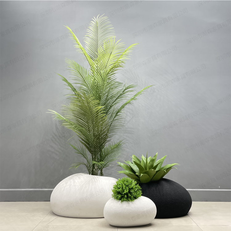 Nordic Minimalist Floor Flower Pot Mall Stone Florator Decoration Pendulum Personality Crested Tail Sunflower Potted Palm Fake Tree-Taobao