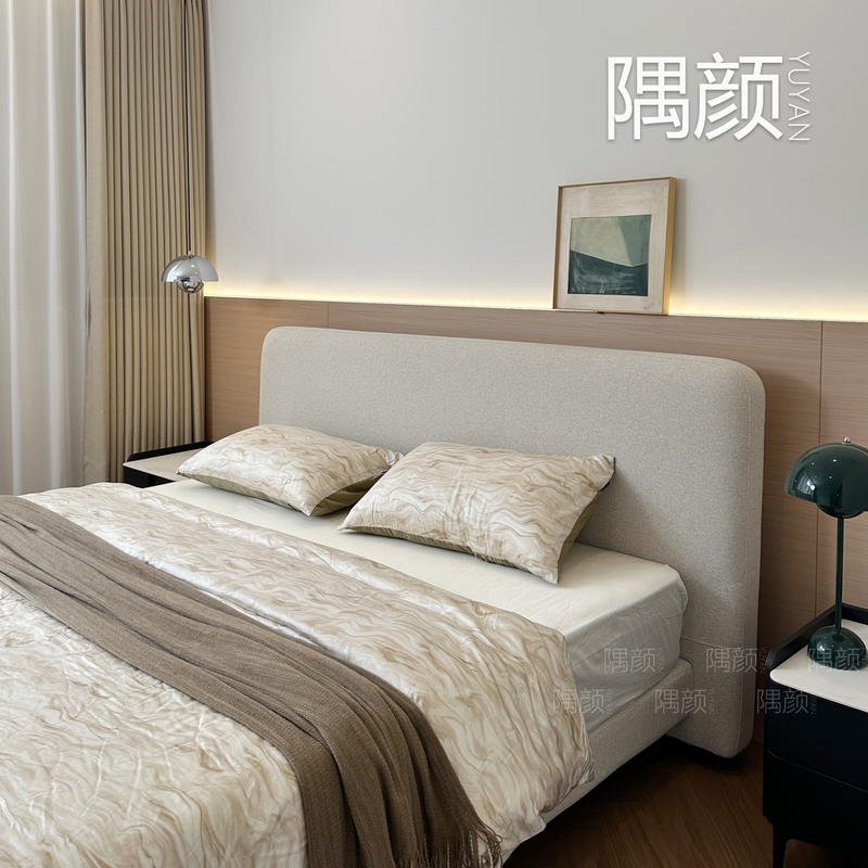 Yuyan Furniture Hel Italian Minimalist Fabric Bed Double Bed Beech Wood 1.8m Flush Edge Style Removable and Washable Japanese Style Fabric Bed Yuyan Furniture Hel Italian Minimalist Fabric Bed Double Bed Beech Wood 1.8m Flush Edge Style Removable and Washable Japanese Style Fabric Bed