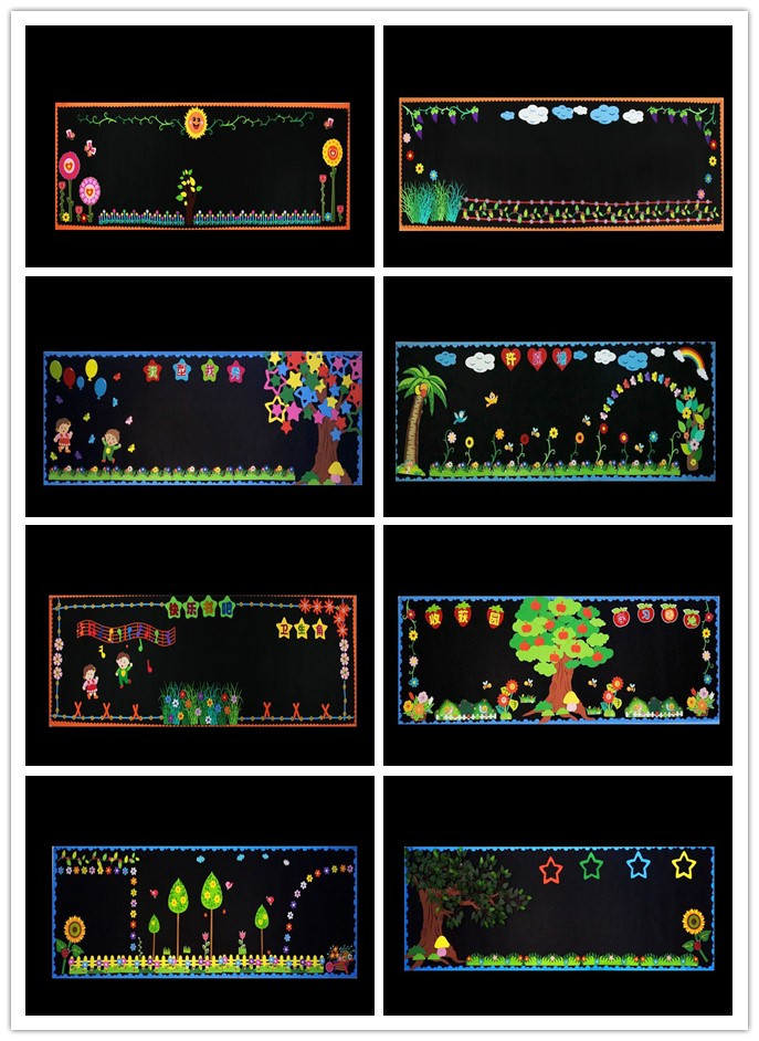 Blackboard newspaper decoration wall stickers kindergarten primary school students decoration creative poster layout theme blackboard newspaper decoration wall stickers