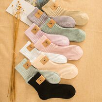 Socks womens socks spring and autumn solid color cotton Korean version of academic style thin wild students Japanese Korean retro long black