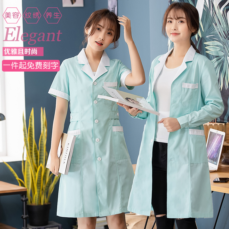 Doctor Nurse Serving Woman Short Sleeve Long Sleeve Summer Seater White Coat Pharmacy Pharmacy Pharmacy Beauty Salon Embroidered Embroidered Dresser Work Clothes