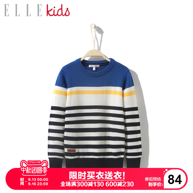 ELLE kids 18年秋季新款 纯棉 男童套头针织衫 半高领毛衣 天猫优惠券折后￥79包邮（￥139-60） 110~160码2色可选