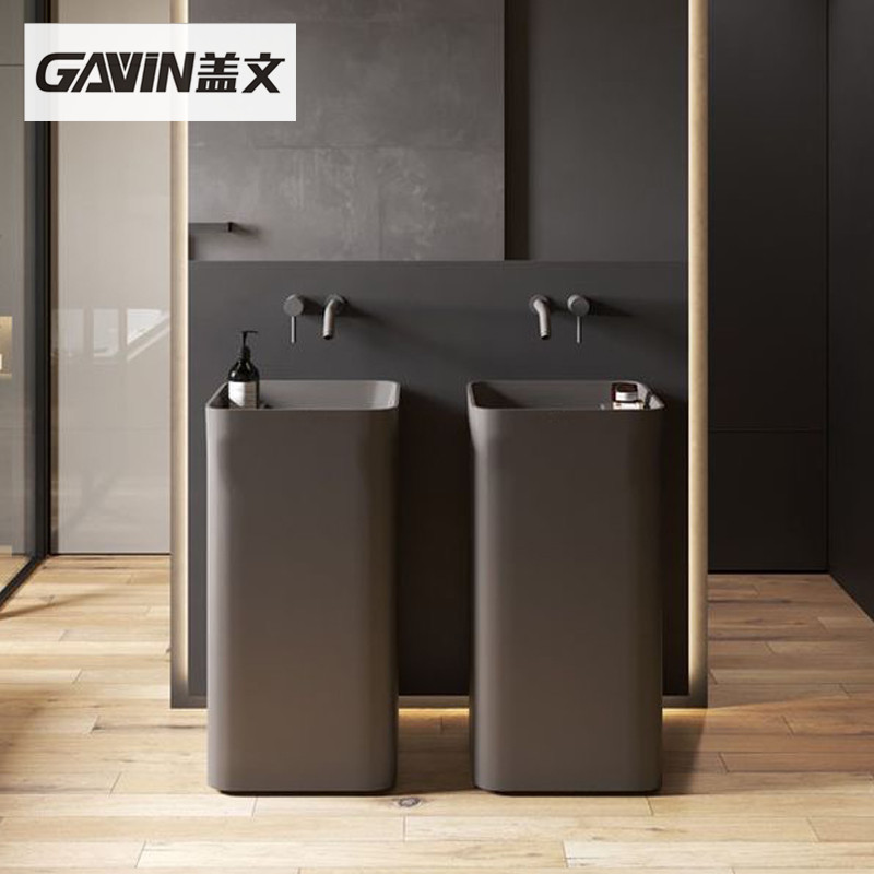 Black one-piece basin outdoor balcony washbasin wash basin column basin hotel project home column basin customization