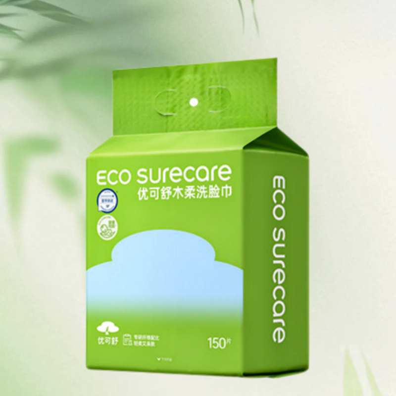 优可舒悬挂壁挂式洗脸巾一次性抽取150抽婴儿擦脸洁面巾干湿两用