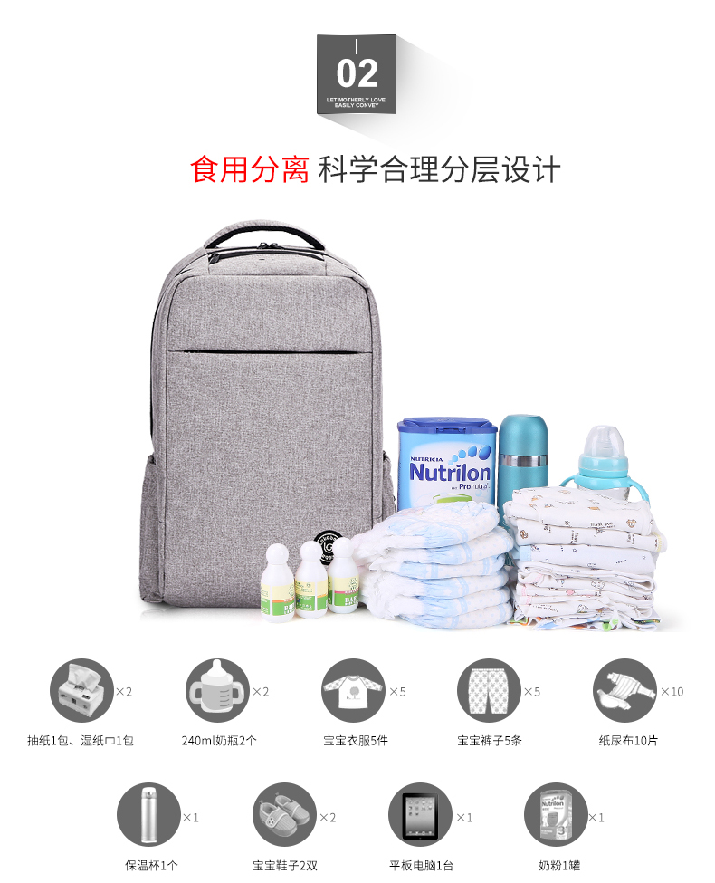 Túi xách Le Mo Mummy đa chức năng gói lớn dành cho bà mẹ và trẻ em ra khỏi túi xách thời trang cho bé với ba lô ra khỏi túi - Túi / túi Baby balo bỉm sữa đa năng cho mẹ và bé
