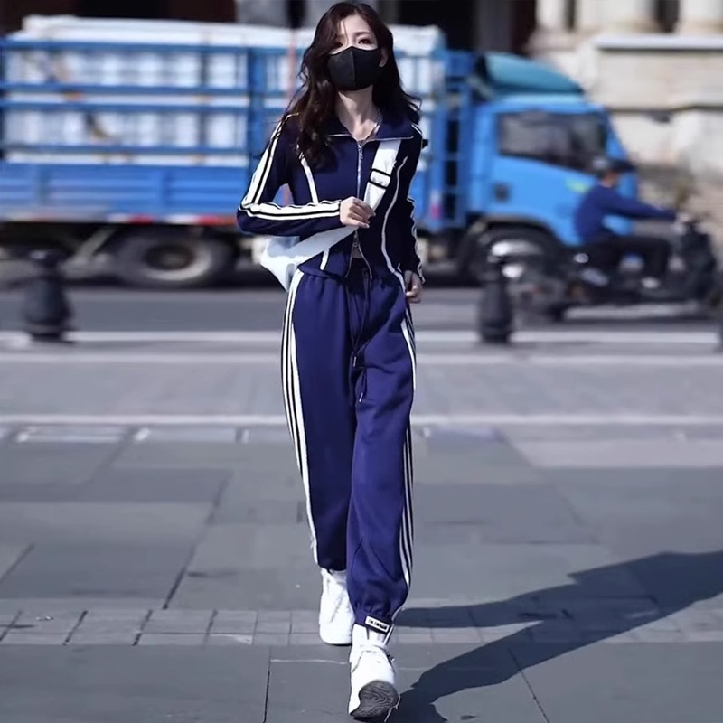 Eurostock Pure Cotton Casual Sports Suit Women Spring Autumn 2023 New Fashion Minus Age Net Red Fried Street Sweatshirt Two Sets-Taobao